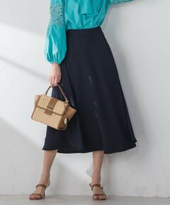 Viaggio Blu / ビアッジョブルー ミニ・ひざ丈スカート | スムージーサテンサーキュラースカート≪洗濯機で洗える≫
