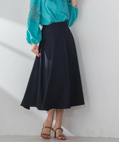 Viaggio Blu / ビアッジョブルー ミニ・ひざ丈スカート | スムージーサテンサーキュラースカート≪洗濯機で洗える≫ | 詳細1
