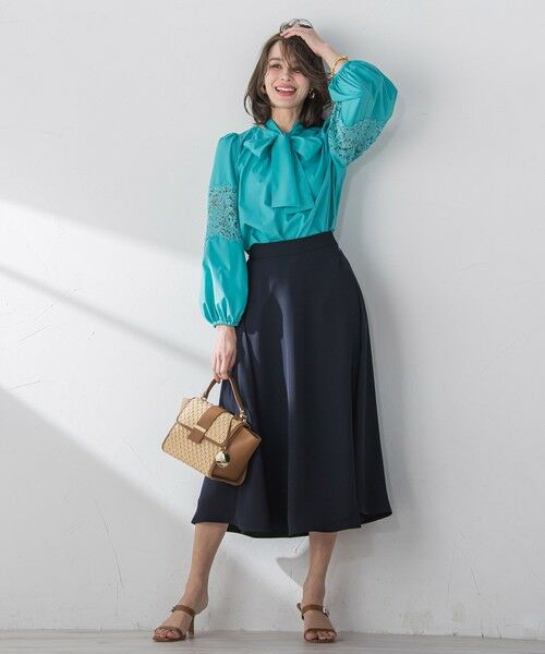 Viaggio Blu / ビアッジョブルー ミニ・ひざ丈スカート | スムージーサテンサーキュラースカート≪洗濯機で洗える≫ | 詳細2