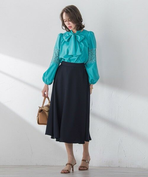 Viaggio Blu / ビアッジョブルー ミニ・ひざ丈スカート | スムージーサテンサーキュラースカート≪洗濯機で洗える≫ | 詳細3
