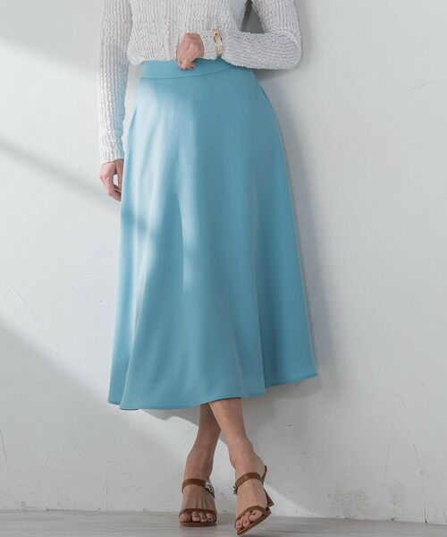 Viaggio Blu / ビアッジョブルー ミニ・ひざ丈スカート | スムージーサテンサーキュラースカート≪洗濯機で洗える≫ | 詳細5