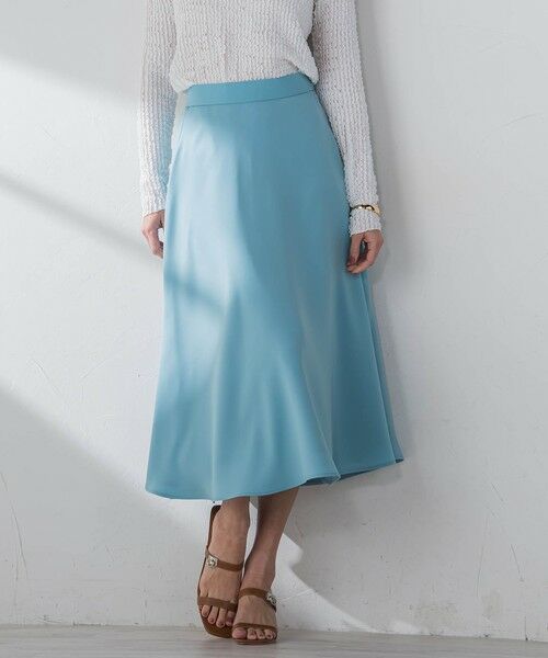Viaggio Blu / ビアッジョブルー ミニ・ひざ丈スカート | スムージーサテンサーキュラースカート≪洗濯機で洗える≫ | 詳細6
