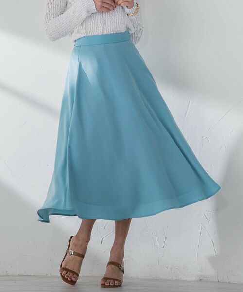 Viaggio Blu / ビアッジョブルー ミニ・ひざ丈スカート | スムージーサテンサーキュラースカート≪洗濯機で洗える≫ | 詳細7