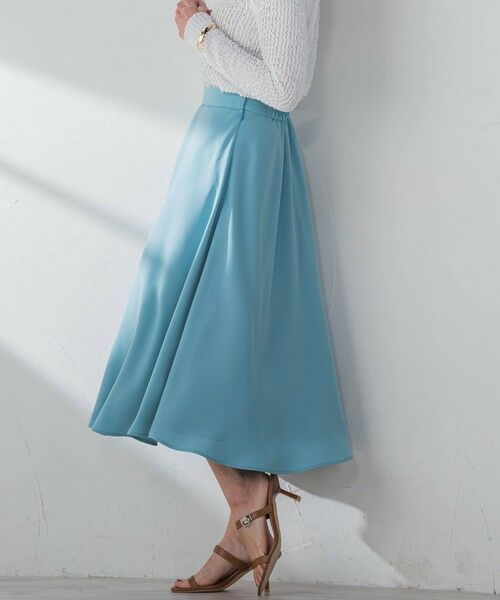 Viaggio Blu / ビアッジョブルー ミニ・ひざ丈スカート | スムージーサテンサーキュラースカート≪洗濯機で洗える≫ | 詳細8