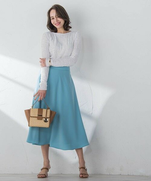 Viaggio Blu / ビアッジョブルー ミニ・ひざ丈スカート | スムージーサテンサーキュラースカート≪洗濯機で洗える≫ | 詳細10