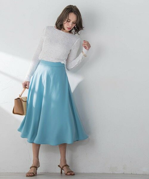 Viaggio Blu / ビアッジョブルー ミニ・ひざ丈スカート | スムージーサテンサーキュラースカート≪洗濯機で洗える≫ | 詳細11