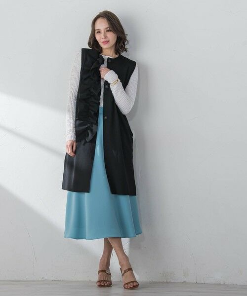 Viaggio Blu / ビアッジョブルー ミニ・ひざ丈スカート | スムージーサテンサーキュラースカート≪洗濯機で洗える≫ | 詳細12