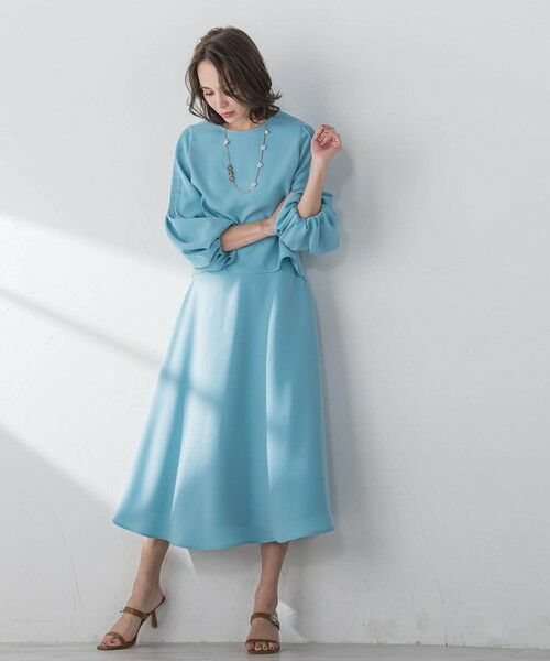 Viaggio Blu / ビアッジョブルー ミニ・ひざ丈スカート | スムージーサテンサーキュラースカート≪洗濯機で洗える≫ | 詳細13