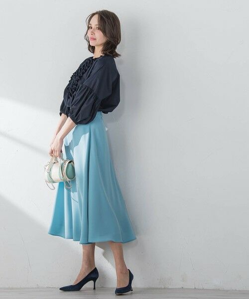 Viaggio Blu / ビアッジョブルー ミニ・ひざ丈スカート | スムージーサテンサーキュラースカート≪洗濯機で洗える≫ | 詳細16