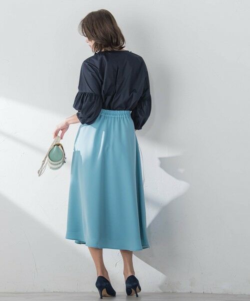 Viaggio Blu / ビアッジョブルー ミニ・ひざ丈スカート | スムージーサテンサーキュラースカート≪洗濯機で洗える≫ | 詳細17