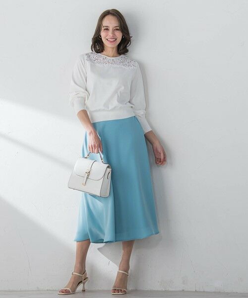 Viaggio Blu / ビアッジョブルー ミニ・ひざ丈スカート | スムージーサテンサーキュラースカート≪洗濯機で洗える≫ | 詳細18