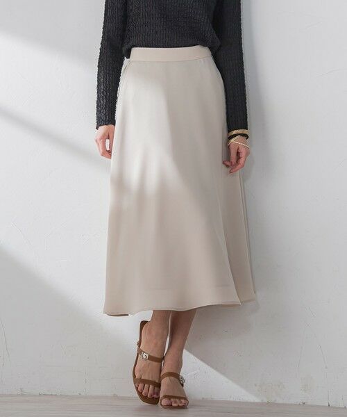 Viaggio Blu / ビアッジョブルー ミニ・ひざ丈スカート | スムージーサテンサーキュラースカート≪洗濯機で洗える≫ | 詳細19