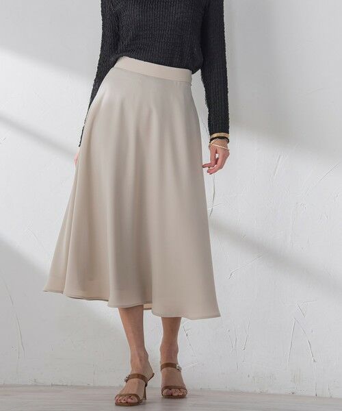 Viaggio Blu / ビアッジョブルー ミニ・ひざ丈スカート | スムージーサテンサーキュラースカート≪洗濯機で洗える≫ | 詳細20