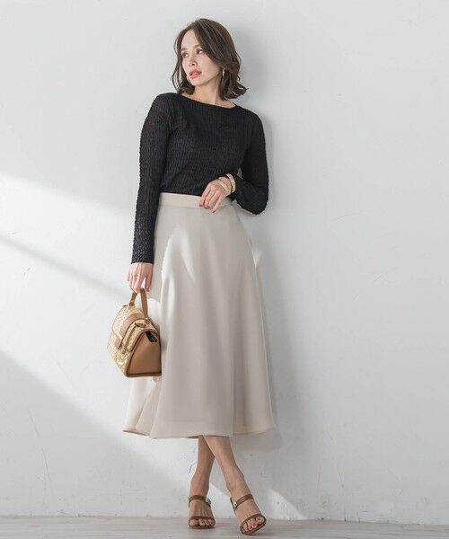 Viaggio Blu / ビアッジョブルー ミニ・ひざ丈スカート | スムージーサテンサーキュラースカート≪洗濯機で洗える≫ | 詳細21