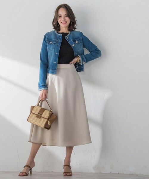 Viaggio Blu / ビアッジョブルー ミニ・ひざ丈スカート | スムージーサテンサーキュラースカート≪洗濯機で洗える≫ | 詳細24