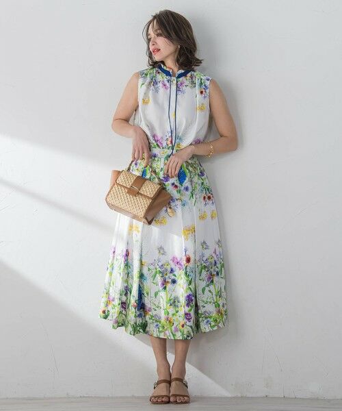 Viaggio Blu / ビアッジョブルー ミニ・ひざ丈スカート | フラワーブーケプリントスカート≪洗濯機で洗える≫ | 詳細10