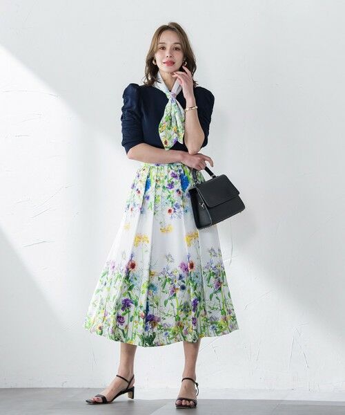 Viaggio Blu / ビアッジョブルー ミニ・ひざ丈スカート | フラワーブーケプリントスカート≪洗濯機で洗える≫ | 詳細12