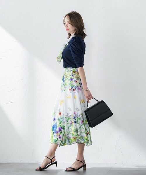 Viaggio Blu / ビアッジョブルー ミニ・ひざ丈スカート | フラワーブーケプリントスカート≪洗濯機で洗える≫ | 詳細13