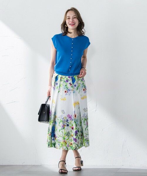 Viaggio Blu / ビアッジョブルー ミニ・ひざ丈スカート | フラワーブーケプリントスカート≪洗濯機で洗える≫ | 詳細16