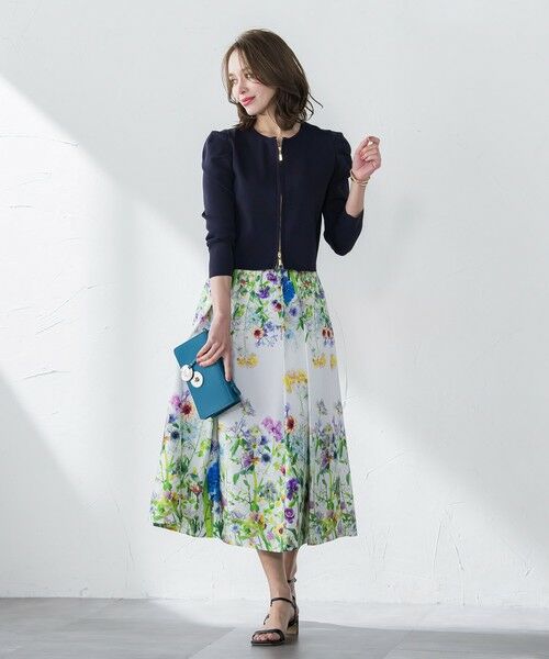 Viaggio Blu / ビアッジョブルー ミニ・ひざ丈スカート | フラワーブーケプリントスカート≪洗濯機で洗える≫ | 詳細17