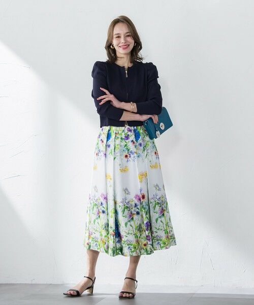 Viaggio Blu / ビアッジョブルー ミニ・ひざ丈スカート | フラワーブーケプリントスカート≪洗濯機で洗える≫ | 詳細18