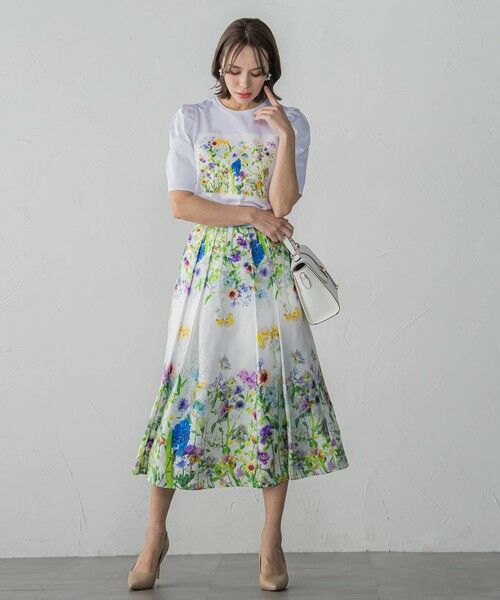Viaggio Blu / ビアッジョブルー ミニ・ひざ丈スカート | フラワーブーケプリントスカート≪洗濯機で洗える≫ | 詳細21