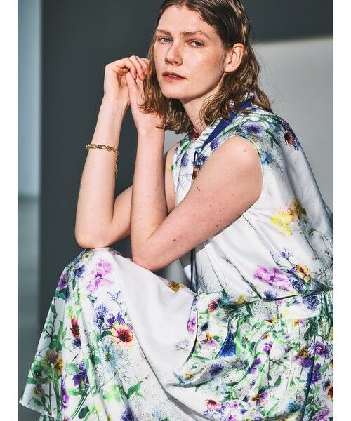 Viaggio Blu / ビアッジョブルー ミニ・ひざ丈スカート | フラワーブーケプリントスカート≪洗濯機で洗える≫ | 詳細4