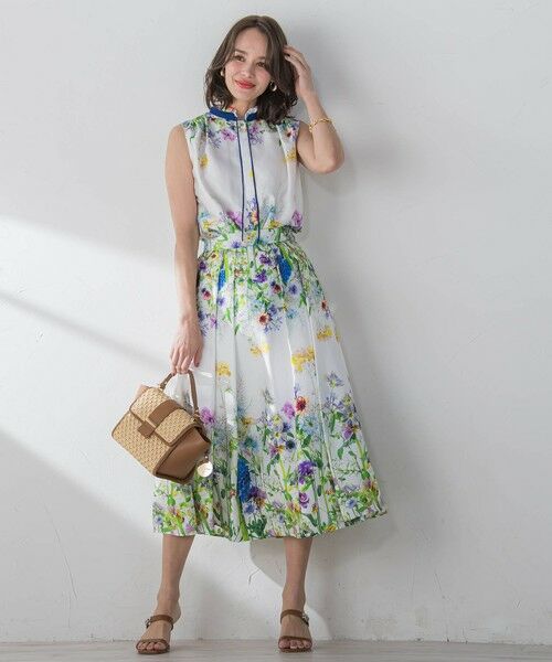 Viaggio Blu / ビアッジョブルー ミニ・ひざ丈スカート | フラワーブーケプリントスカート≪洗濯機で洗える≫ | 詳細9