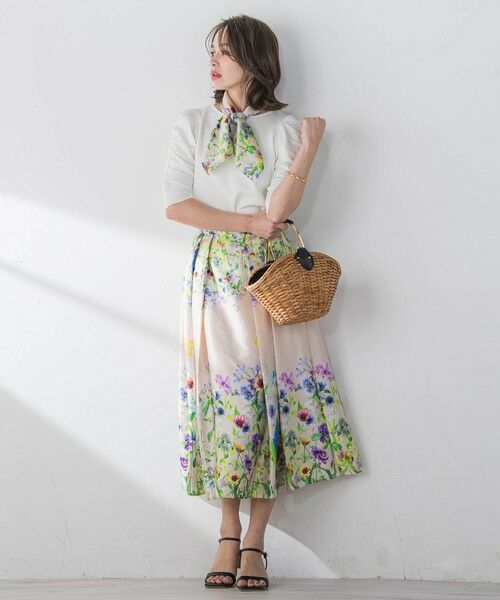 Viaggio Blu / ビアッジョブルー ミニ・ひざ丈スカート | フラワーブーケプリントスカート≪洗濯機で洗える≫ | 詳細29