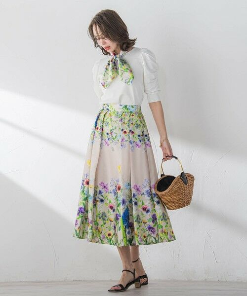 Viaggio Blu / ビアッジョブルー ミニ・ひざ丈スカート | フラワーブーケプリントスカート≪洗濯機で洗える≫ | 詳細30