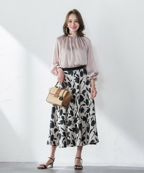 Viaggio Blu / ビアッジョブルー ミニ・ひざ丈スカート | リネンライクチューリッププリントスカート≪洗濯機で洗える≫ | 詳細10