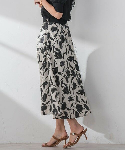 Viaggio Blu / ビアッジョブルー ミニ・ひざ丈スカート | リネンライクチューリッププリントスカート≪洗濯機で洗える≫ | 詳細2