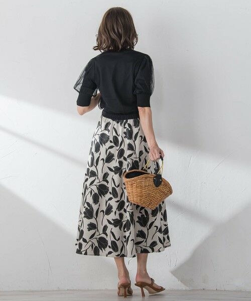 Viaggio Blu / ビアッジョブルー ミニ・ひざ丈スカート | リネンライクチューリッププリントスカート≪洗濯機で洗える≫ | 詳細6