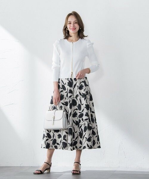 Viaggio Blu / ビアッジョブルー ミニ・ひざ丈スカート | リネンライクチューリッププリントスカート≪洗濯機で洗える≫ | 詳細7