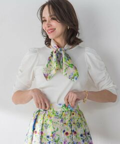 Viaggio Blu / ビアッジョブルー ニット・セーター | フラワーブーケスカーフ付ニット≪手洗い可能≫