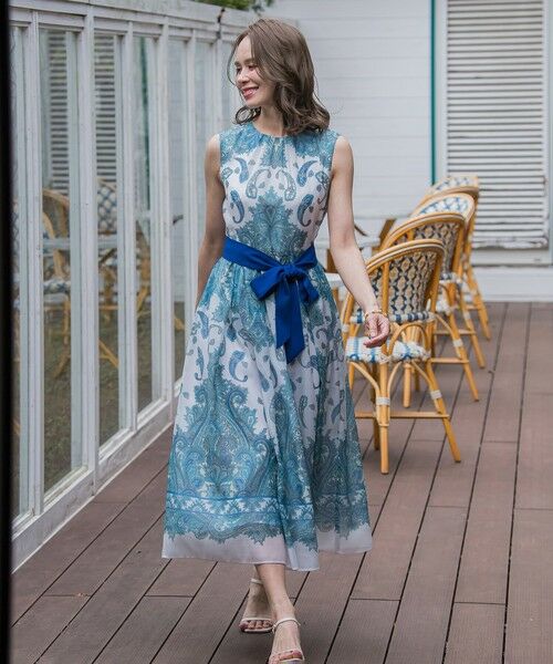 Viaggio Blu / ビアッジョブルー ロング・マキシ丈ワンピース | ペイズリープリントワンピース≪手洗い可能≫ | 詳細3