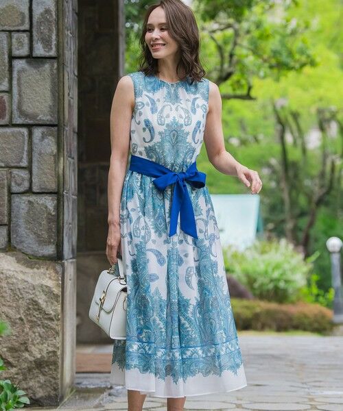 Viaggio Blu / ビアッジョブルー ロング・マキシ丈ワンピース | ペイズリープリントワンピース≪手洗い可能≫ | 詳細6