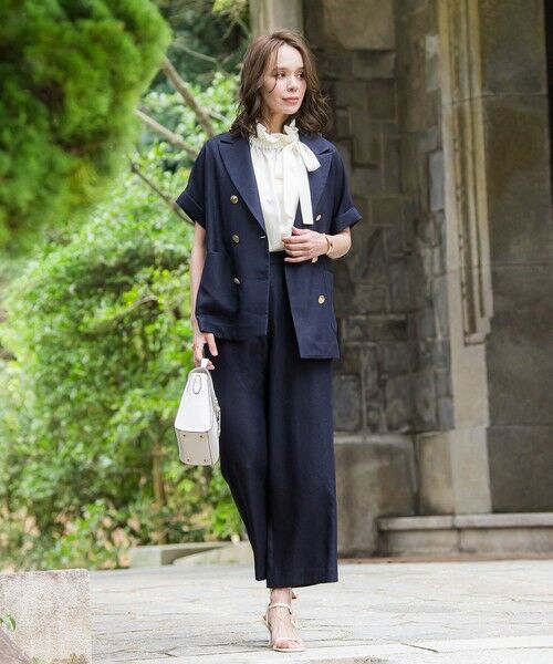 Viaggio Blu / ビアッジョブルー テーラードジャケット | アイアスフレンチスリーブジャケット≪手洗い可能≫ | 詳細10