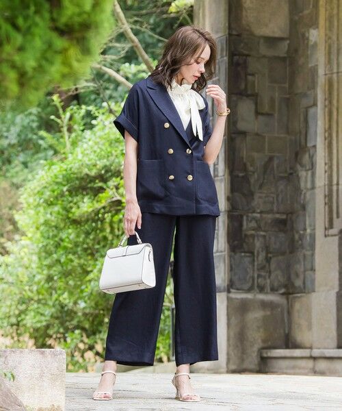 ネイビー パフスリーブ ジャケット セール】 アイアスフレンチスリーブジャケット≪手洗い可能