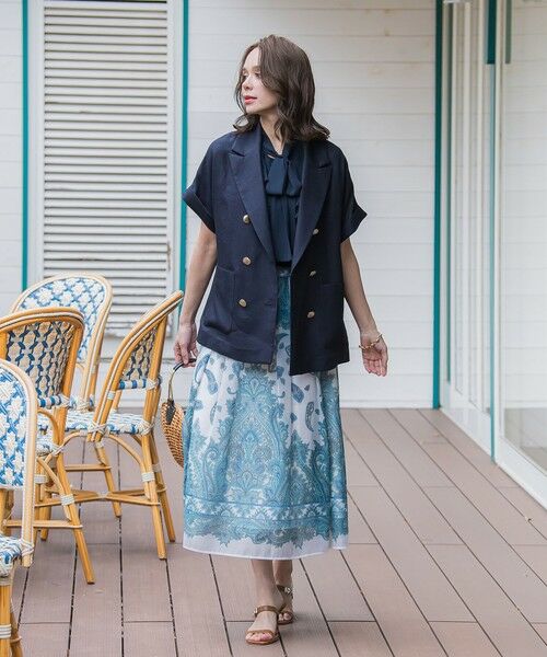 Viaggio Blu / ビアッジョブルー テーラードジャケット | アイアスフレンチスリーブジャケット≪手洗い可能≫ | 詳細14