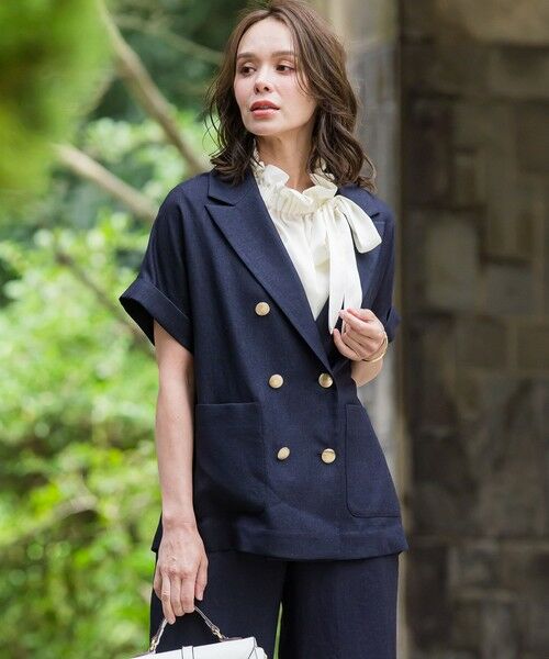 Viaggio Blu / ビアッジョブルー テーラードジャケット | アイアスフレンチスリーブジャケット≪手洗い可能≫ | 詳細6