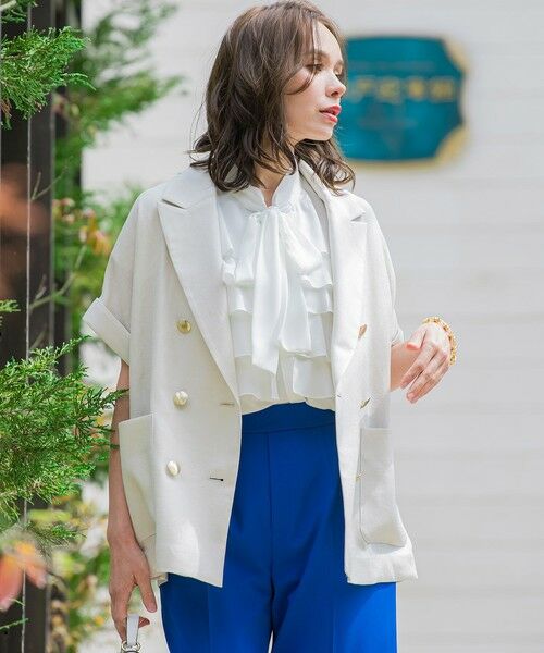 Viaggio Blu / ビアッジョブルー テーラードジャケット | アイアスフレンチスリーブジャケット≪手洗い可能≫ | 詳細16