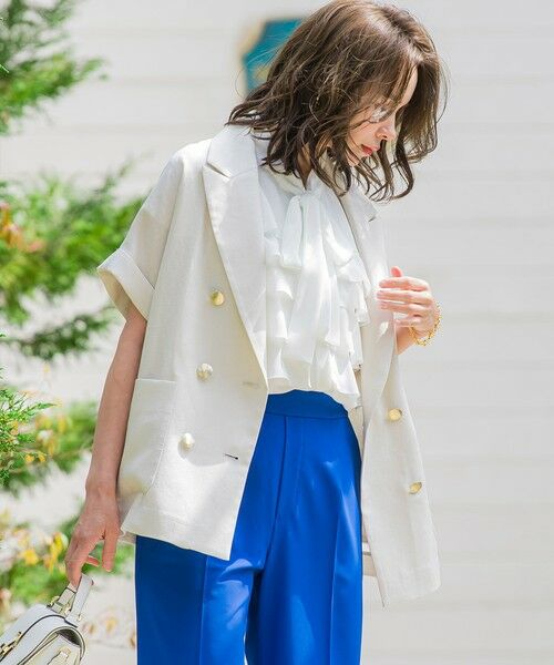 Viaggio Blu / ビアッジョブルー テーラードジャケット | アイアスフレンチスリーブジャケット≪手洗い可能≫ | 詳細17