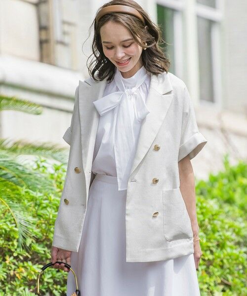 Viaggio Blu / ビアッジョブルー テーラードジャケット | アイアスフレンチスリーブジャケット≪手洗い可能≫ | 詳細20