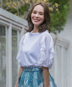 Viaggio Blu / ビアッジョブルー カットソー | ラッフルスリーブプルオーバー≪洗濯機で洗える≫