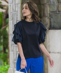 Viaggio Blu / ビアッジョブルー カットソー | ラッフルスリーブプルオーバー≪洗濯機で洗える≫