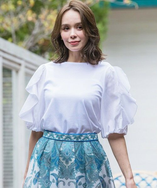 Viaggio Blu / ビアッジョブルー カットソー | ラッフルスリーブプルオーバー≪洗濯機で洗える≫ | 詳細1