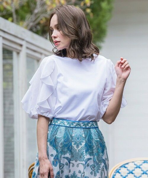 Viaggio Blu / ビアッジョブルー カットソー | ラッフルスリーブプルオーバー≪洗濯機で洗える≫ | 詳細3