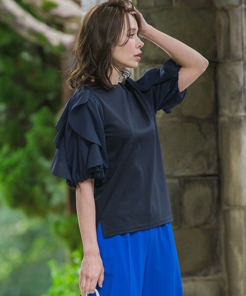 Viaggio Blu / ビアッジョブルー カットソー | ラッフルスリーブプルオーバー≪洗濯機で洗える≫ | 詳細11