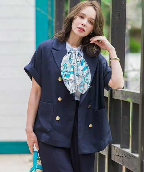 Viaggio Blu / ビアッジョブルー カットソー | ヨット柄スカーフ付きプルオーバー≪洗濯機で洗える≫ | 詳細14